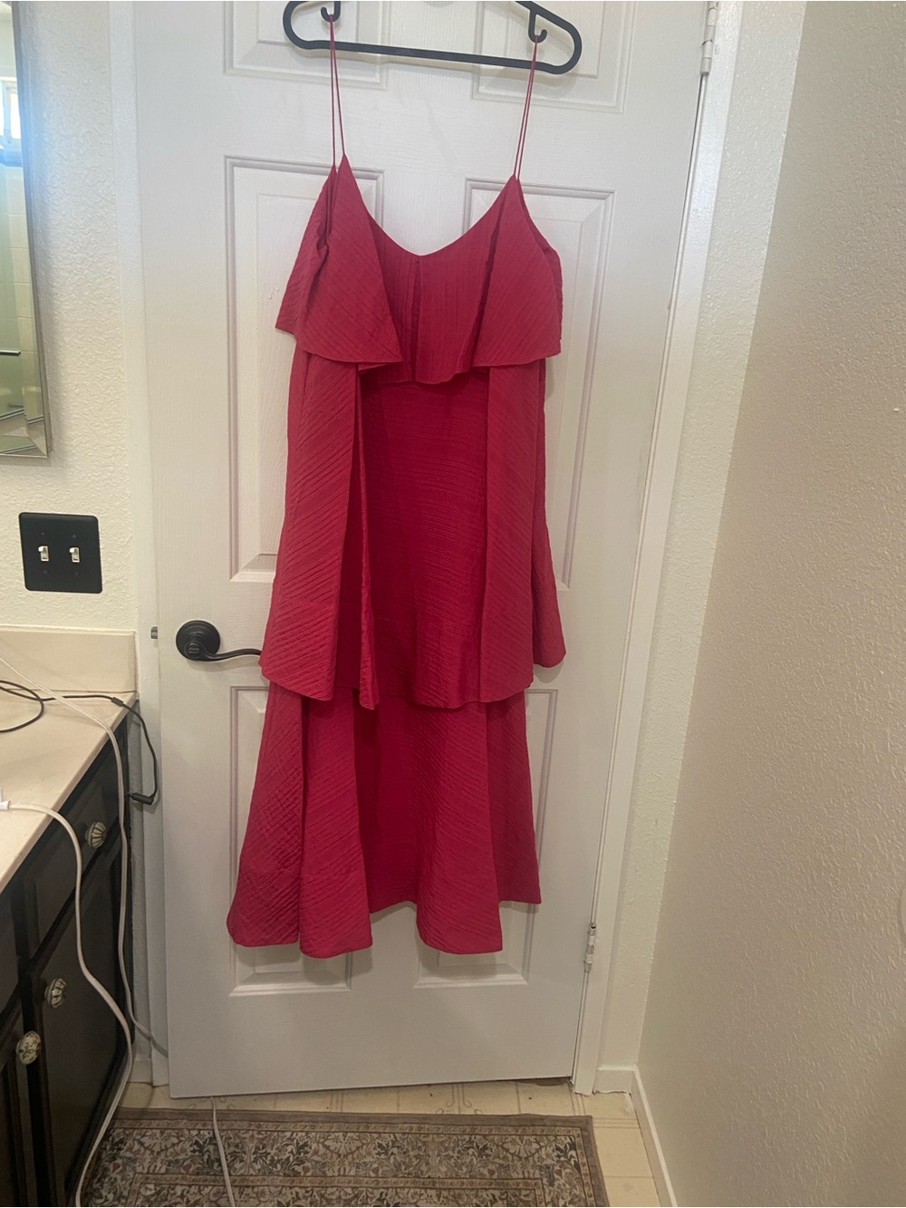 Club Monaco Fuchsia Tiered Spaghetti-Strap Maxi Dress